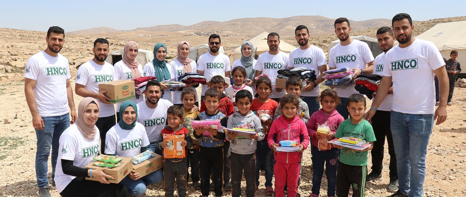 HNCO volunteers distributing aid parcels in the community